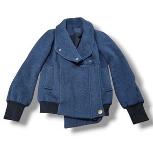 Liquid New York Jacket Size 0 Women's Moto Style Peacoat Jacket Button Up Zip Up